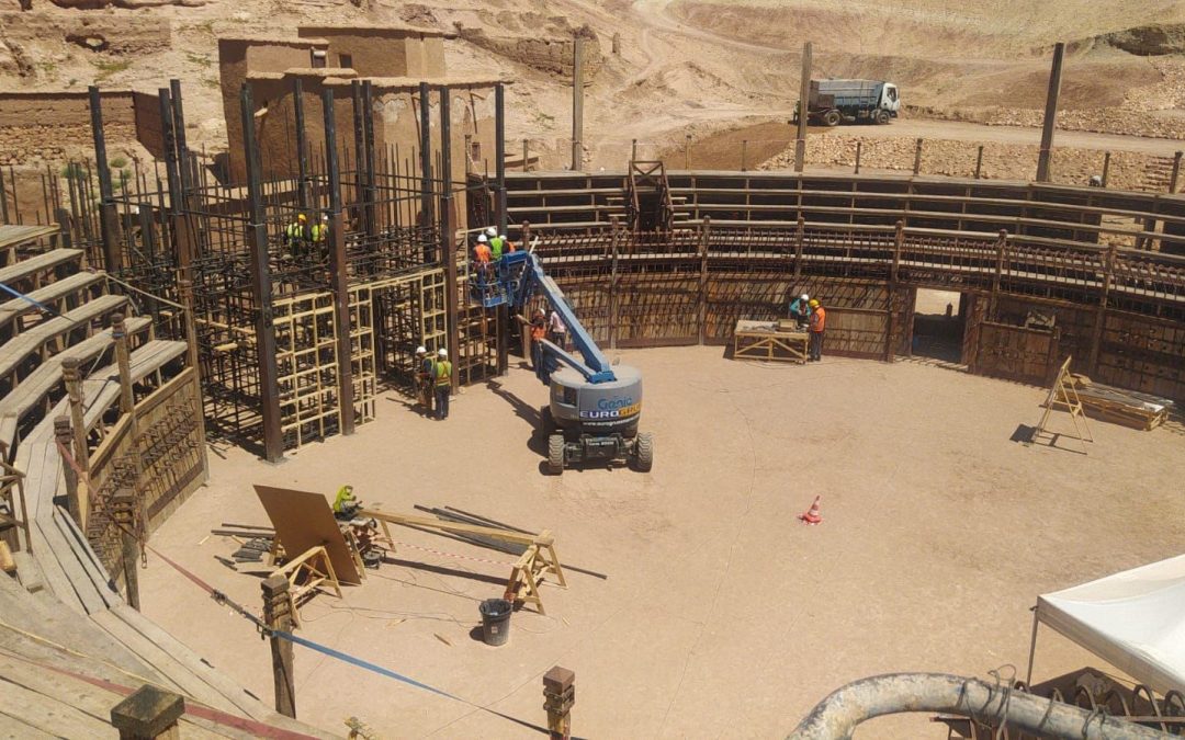 The construction work of a giant arena in Ouarzazate